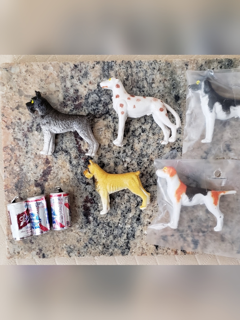 Cake Toppers 5 Dogs Plus 3 Beer Cans